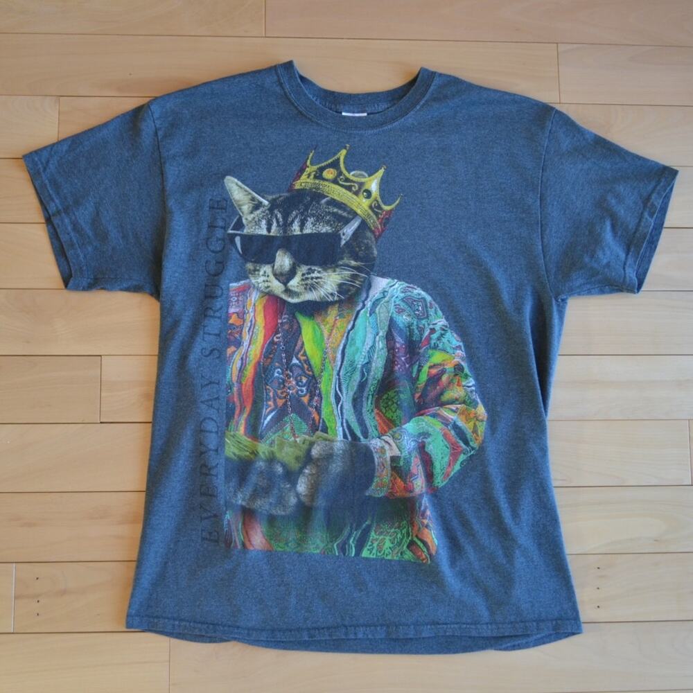 Gildan Notorious CAT Biggie Tribute Tee T-Shirt Size Large Gray